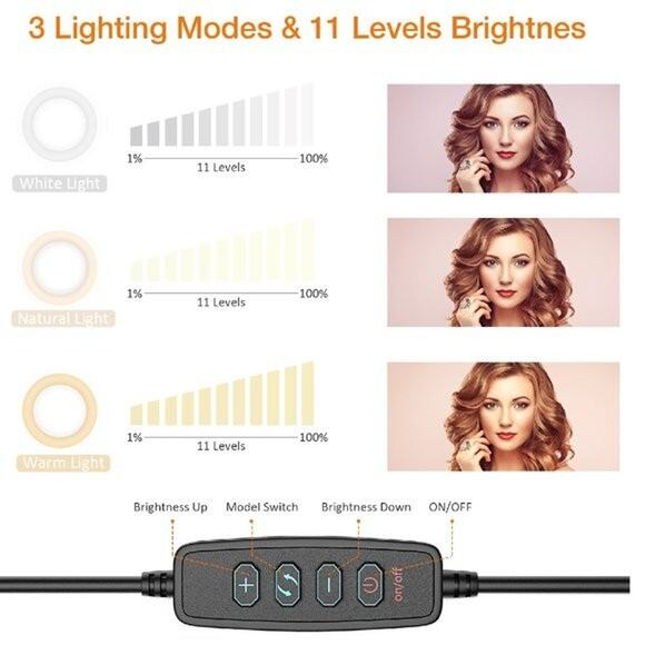 JEEMAX 6" LED Ring Light Kit with Stand Dimmable 6000K For Makeup Phone Camera - Picture 2 of 6